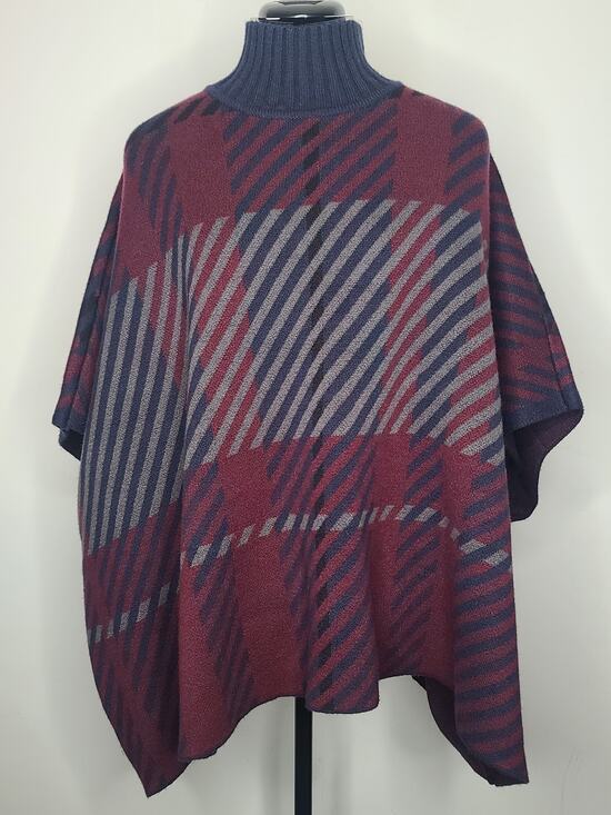 Ann Taylor Sweaters - NWT Ann Taylor blue red turtleneck sweater poncho - MP / LP